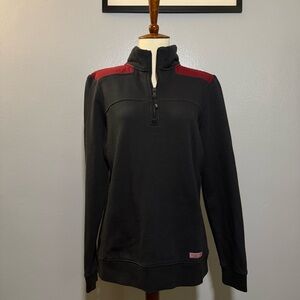 Vineyard Vines Navy and Red Quarter-Zip Sweater